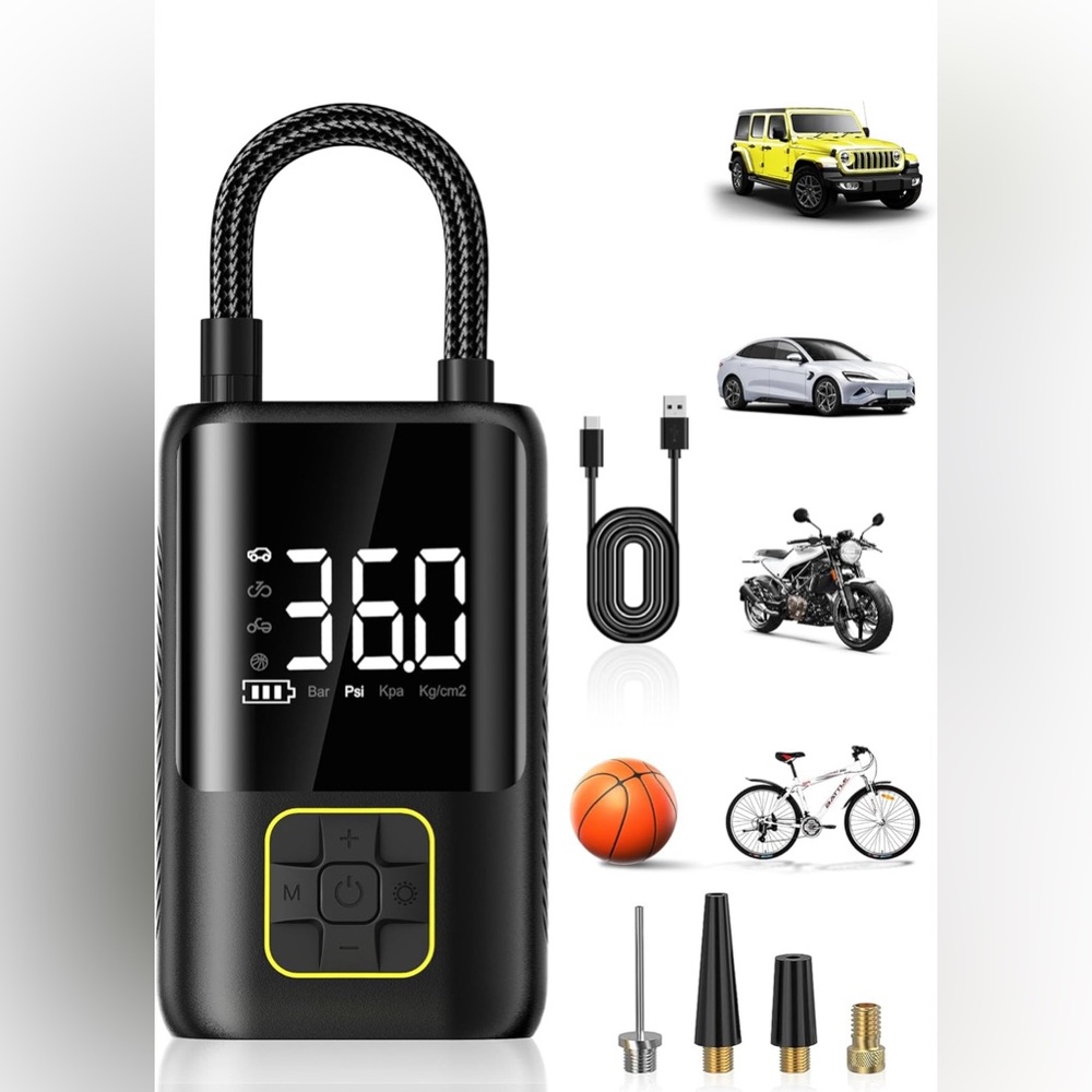 Tire Inflator Portable Air Compressor, 150 PSI Air Pump for Car Tires, One Click